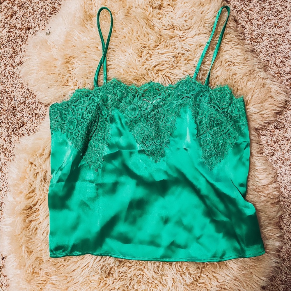 Satin Lace Green Cami